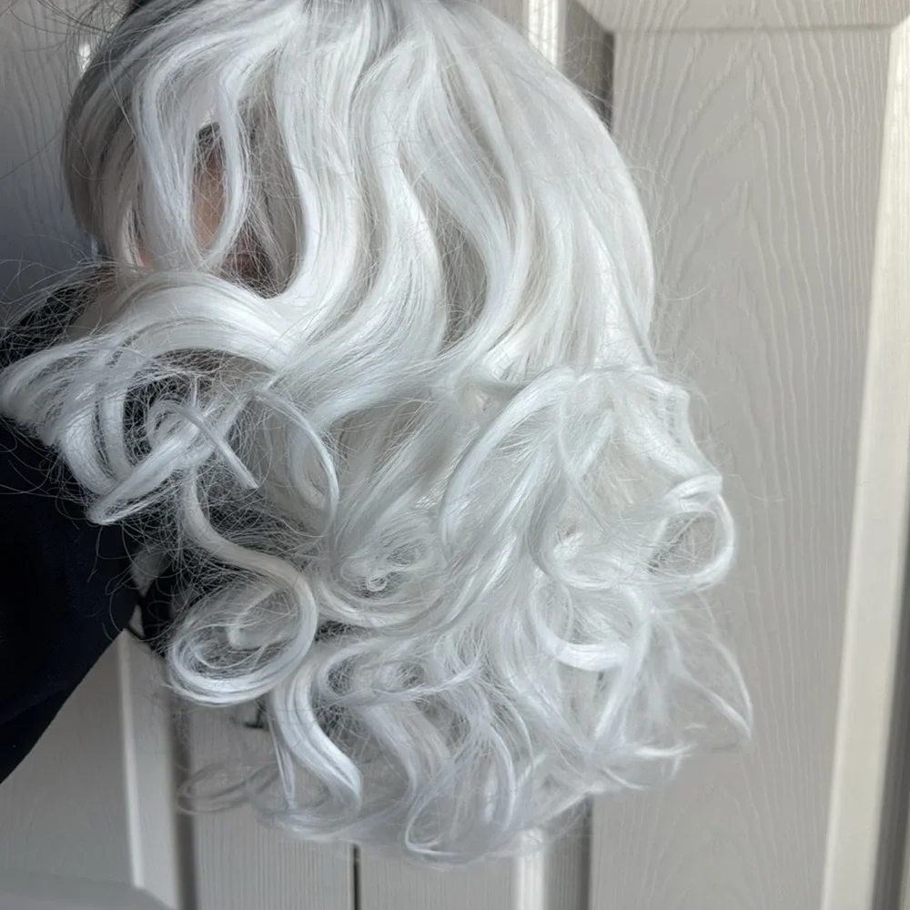 Chic Two-Tone Black and White Curly Wig - Picture 5 of 8